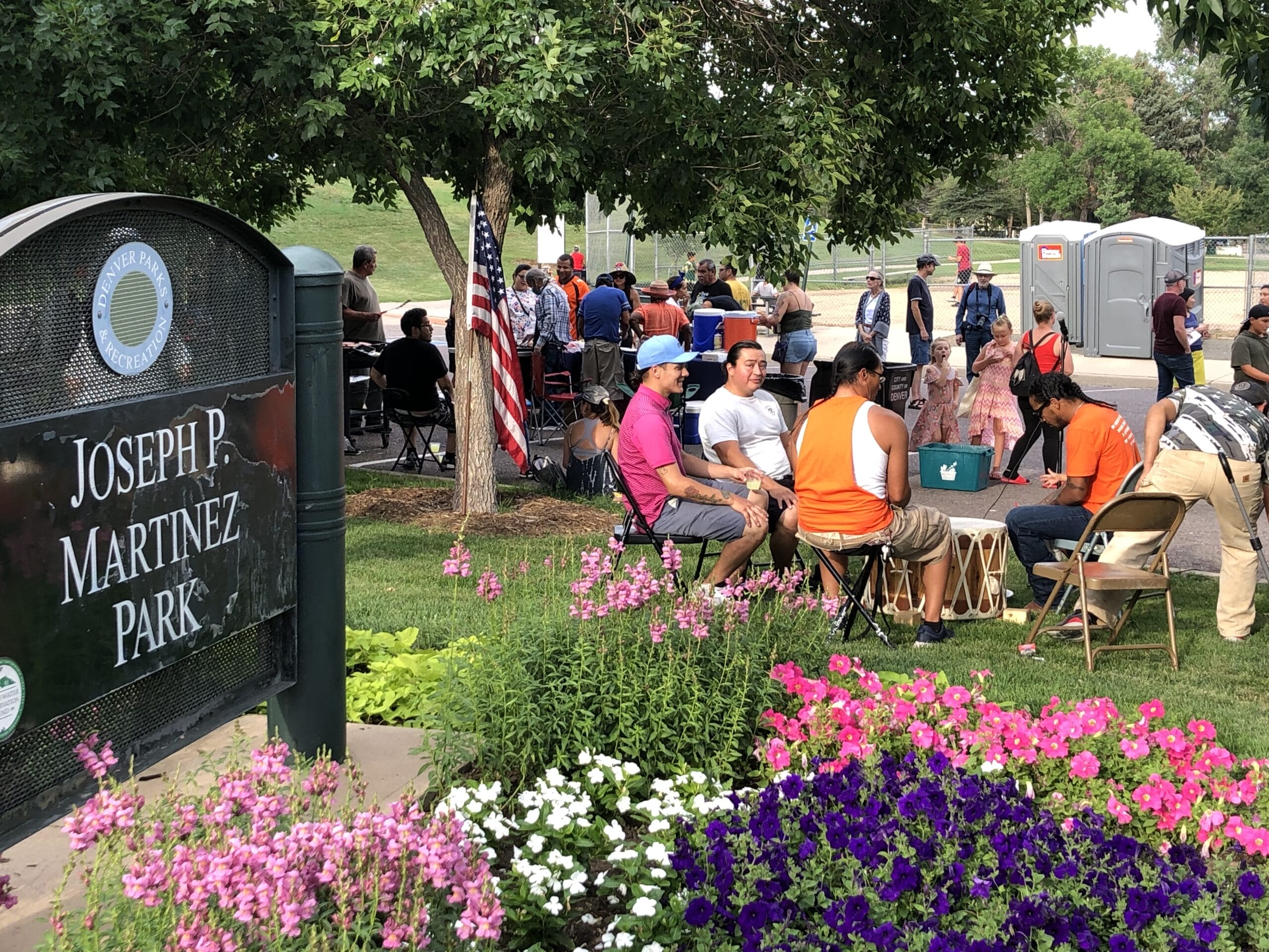 Party at Martinez Park in Denver, with adults and children.